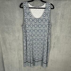 J Jill Dress Womens Large Gray Floral Sleeveless Stretch Comfort Resort Weekend